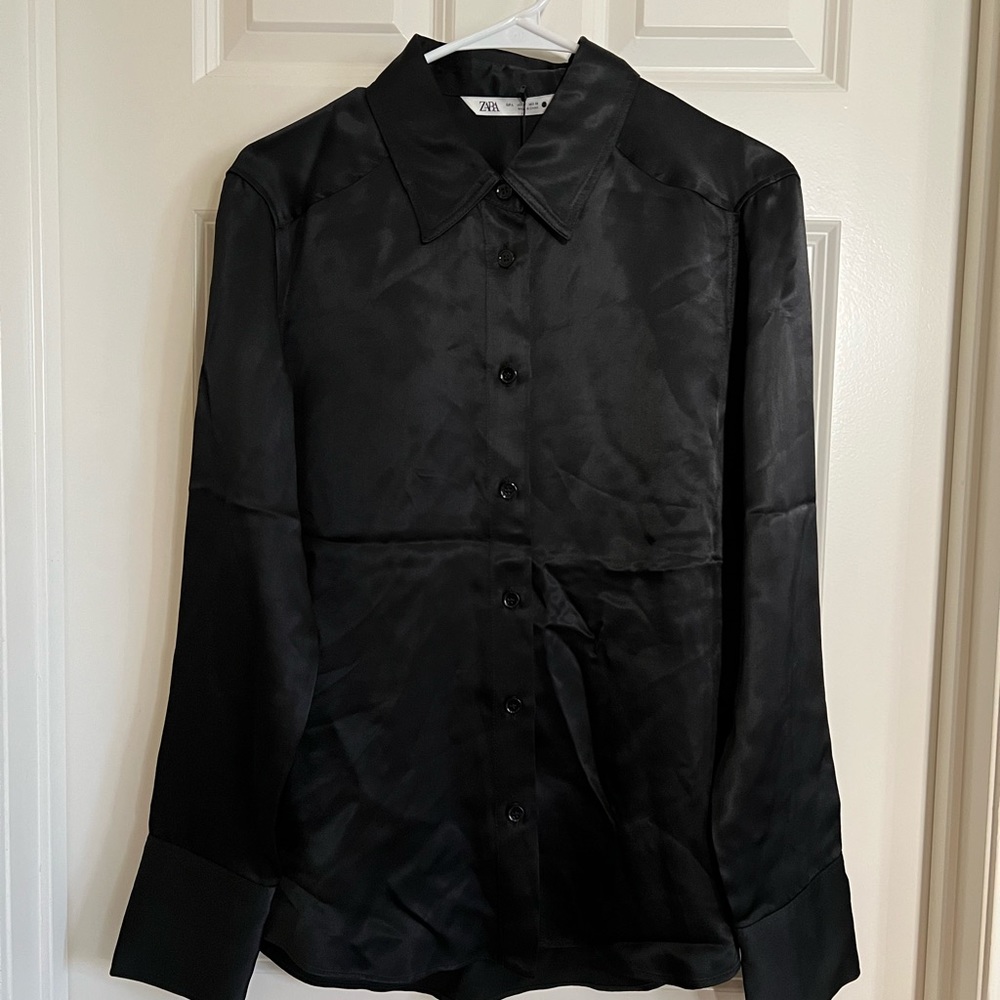 Zara Black Button Down Long Sleeve Shirt